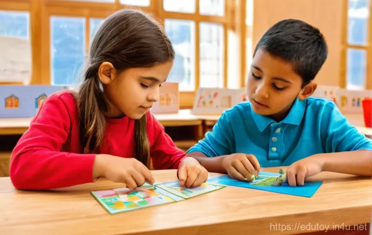 학습지도 교구와 교육완구의 차이점 - A smiling toddler, around 1-2 years old, wearing a clean, colorful romper, is happily playing on a s...