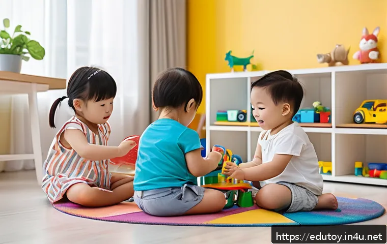 완구 캐릭터의 성별 고정관념 문제 - A vibrant and inclusive children's playroom filled with gender-neutral toys in a variety of bright c...